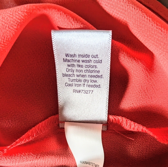 Jennifer Lopez, NWT, Hot Coral, Semi-Sheer, Ruffle Front Blouse, Size XS - Picture 10 of 13